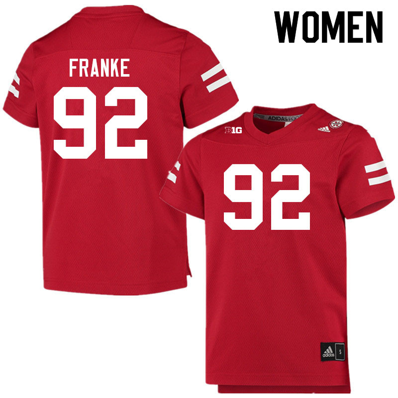 Women #92 Brendan Franke Nebraska Cornhuskers College Football Jerseys Sale-Scarlet - Click Image to Close